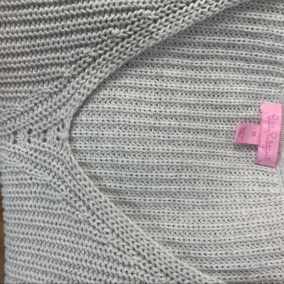 - Lilly Pulitzer Silver Metallic Jaya Sweater Tank Fringe Pom-poms - Picture 5 of 6